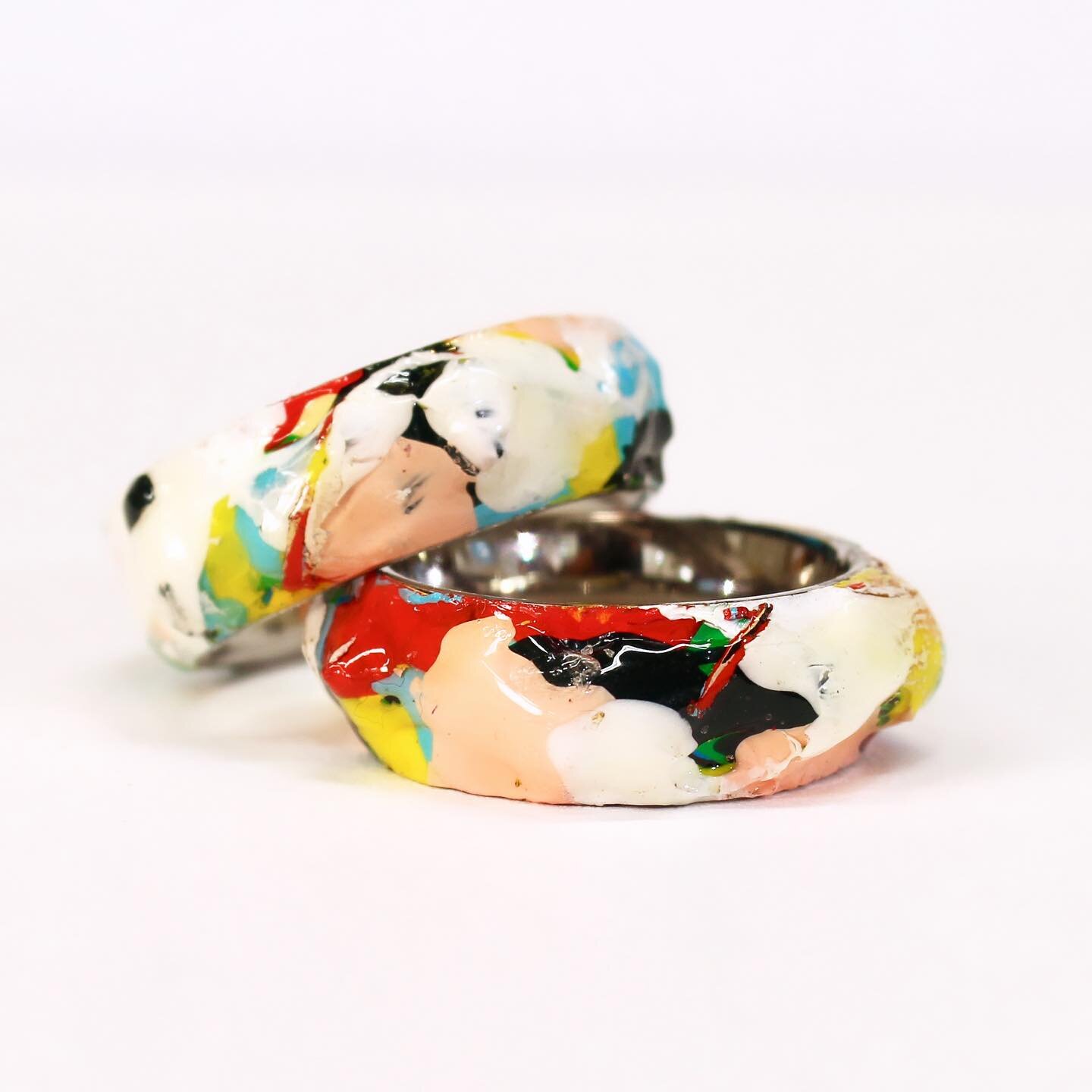 Colorful Rings from a Painter&rsquo;s Studio #studiohash #artistjewelry