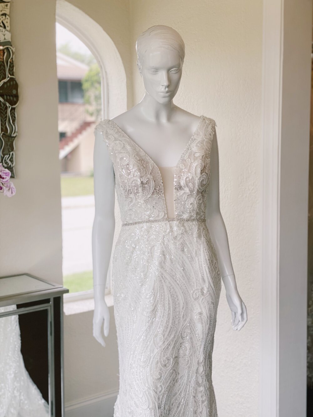 A Line V neck Long Sleeve Ivory Wedding Dress Boho Lace Custom Wedding –  SELINADRESS