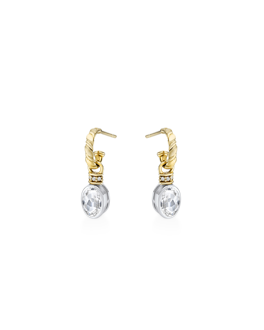 Oval Cut Charms on Twisted Hoops