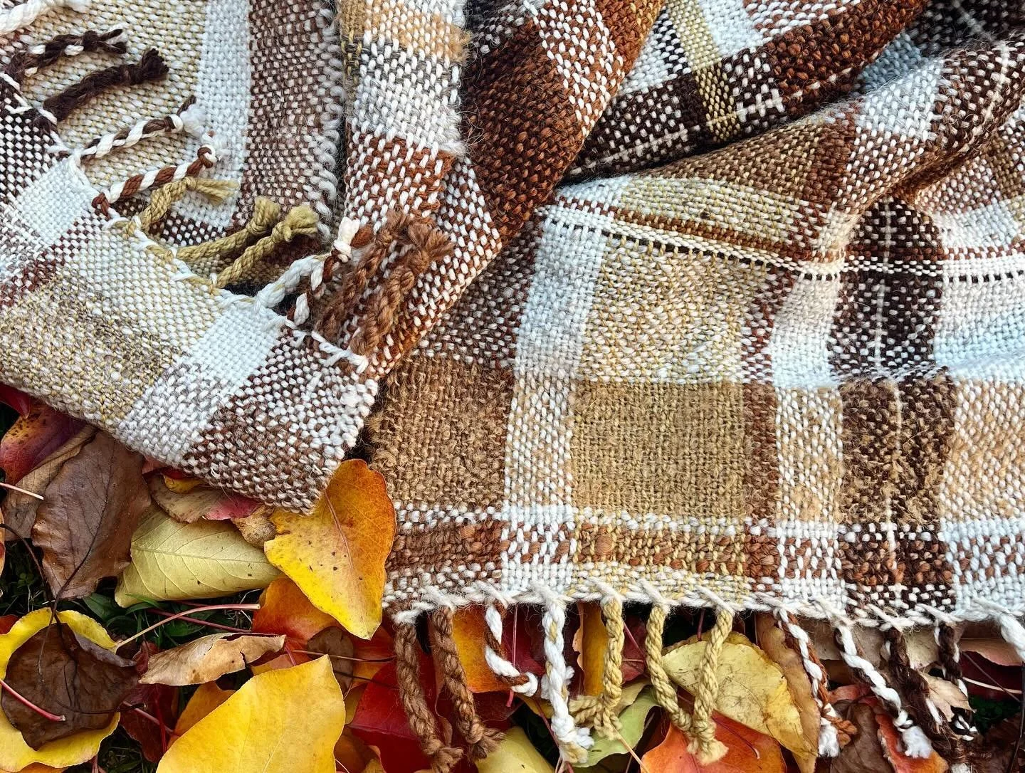 Chunky Autumn Hand Woven Scarf 
Made with natural and naturally dyed English and Icelandic wool

#natuallydyedwool #handwovenscarf #simpleliving