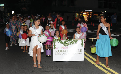 Little Miss Kona Coffee Participants at the Annual Lantern Parade
