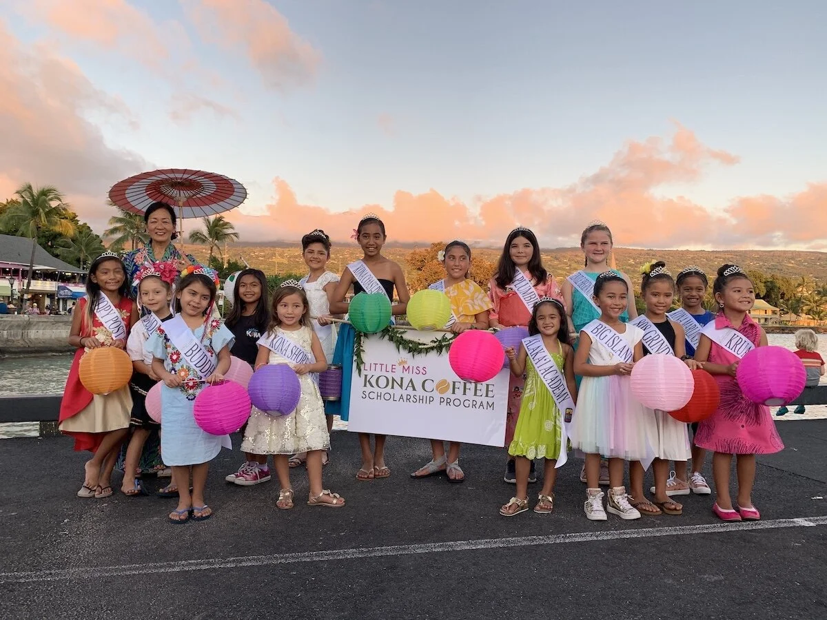 Little Miss Kona Coffee Participants at the Annual Lantern Parade