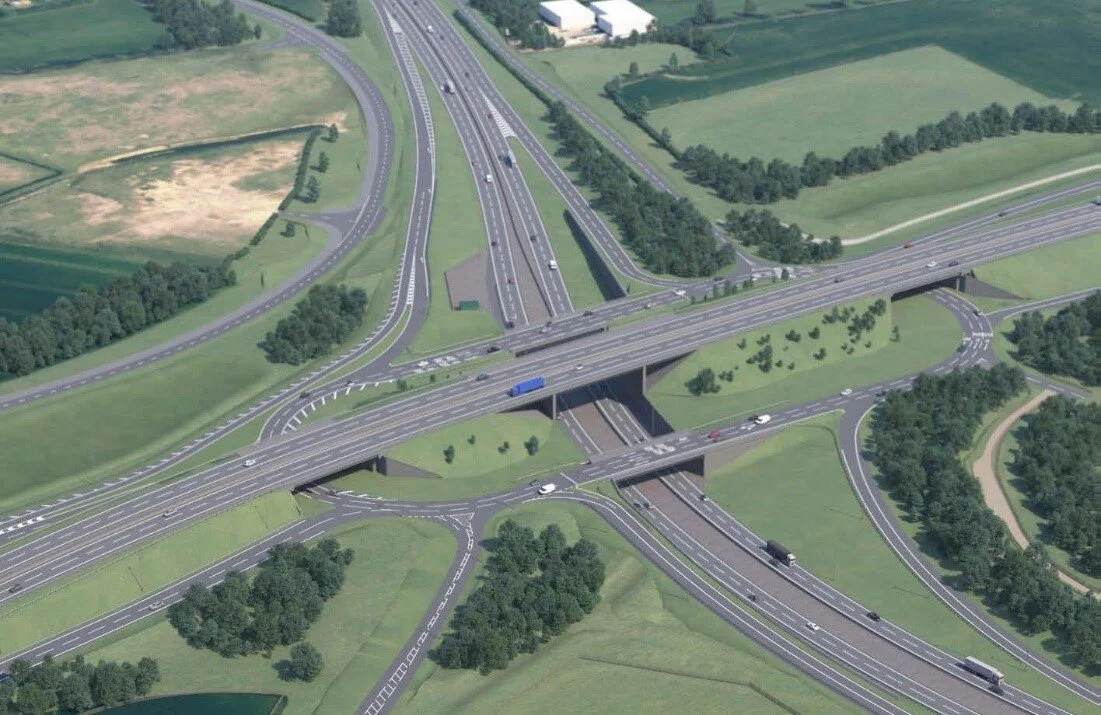An artistic impression of how the Black Cat roundabout in Bedfordshire will look once the scheme is complete