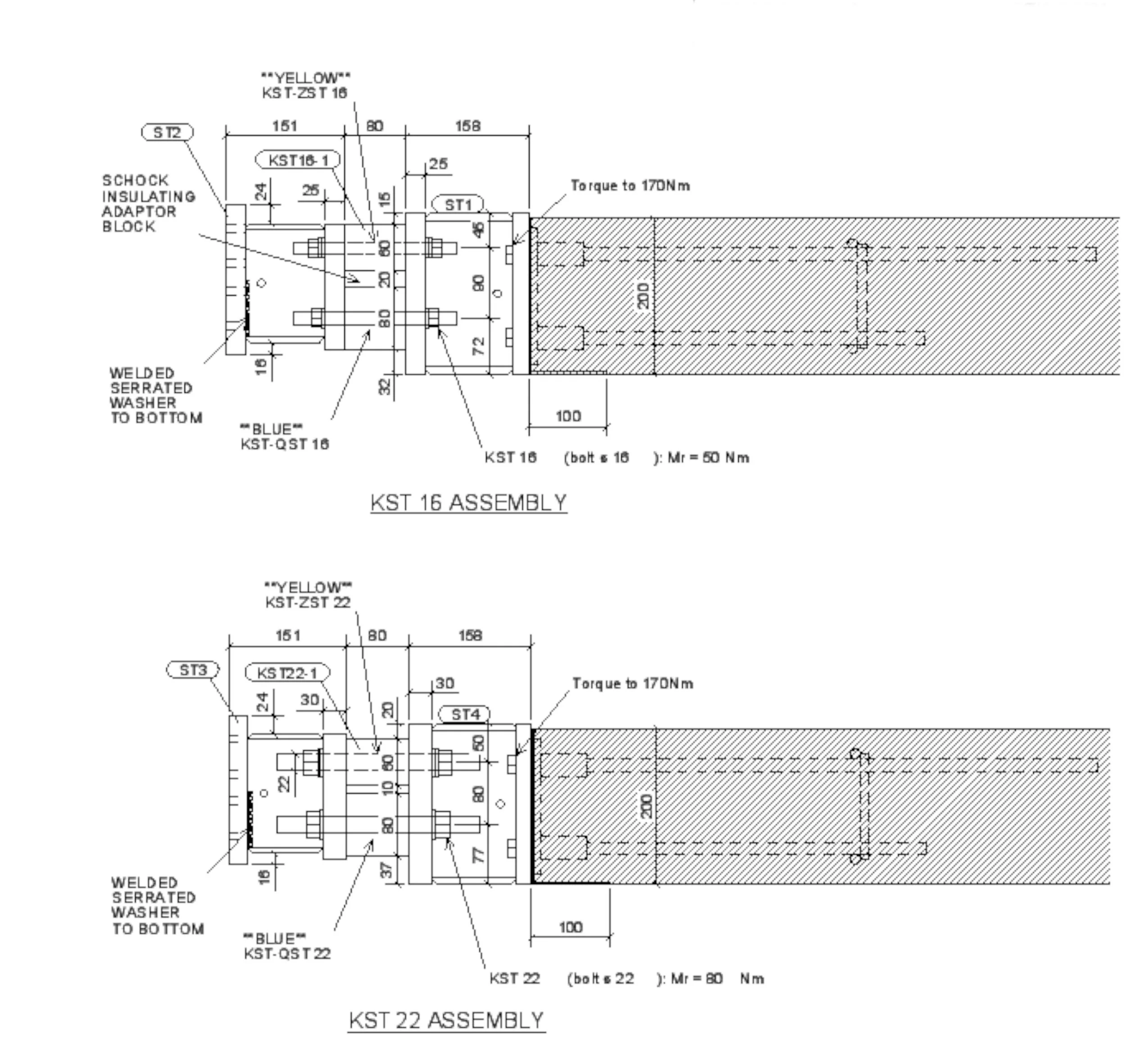 The T type S assembly detail (previously known as the KST)