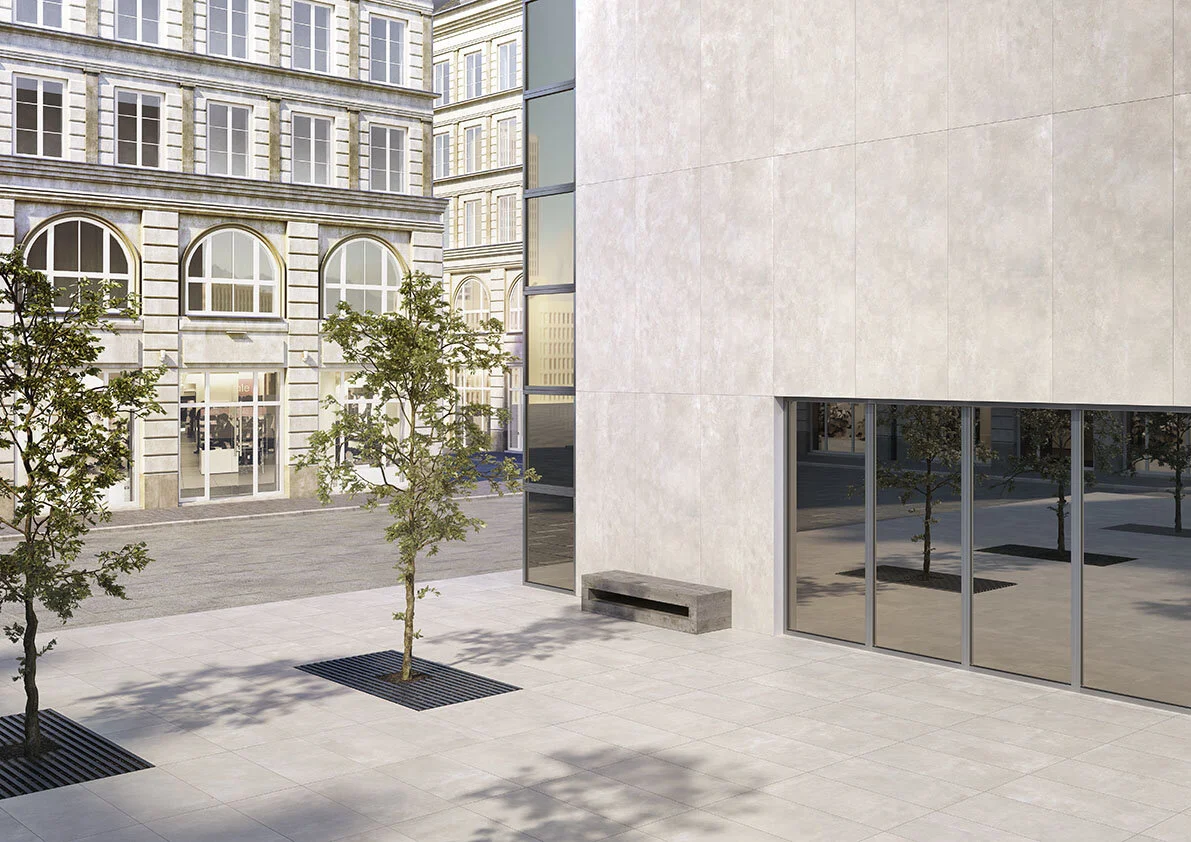 -Flooring and Façade covering: Metropolis Grey