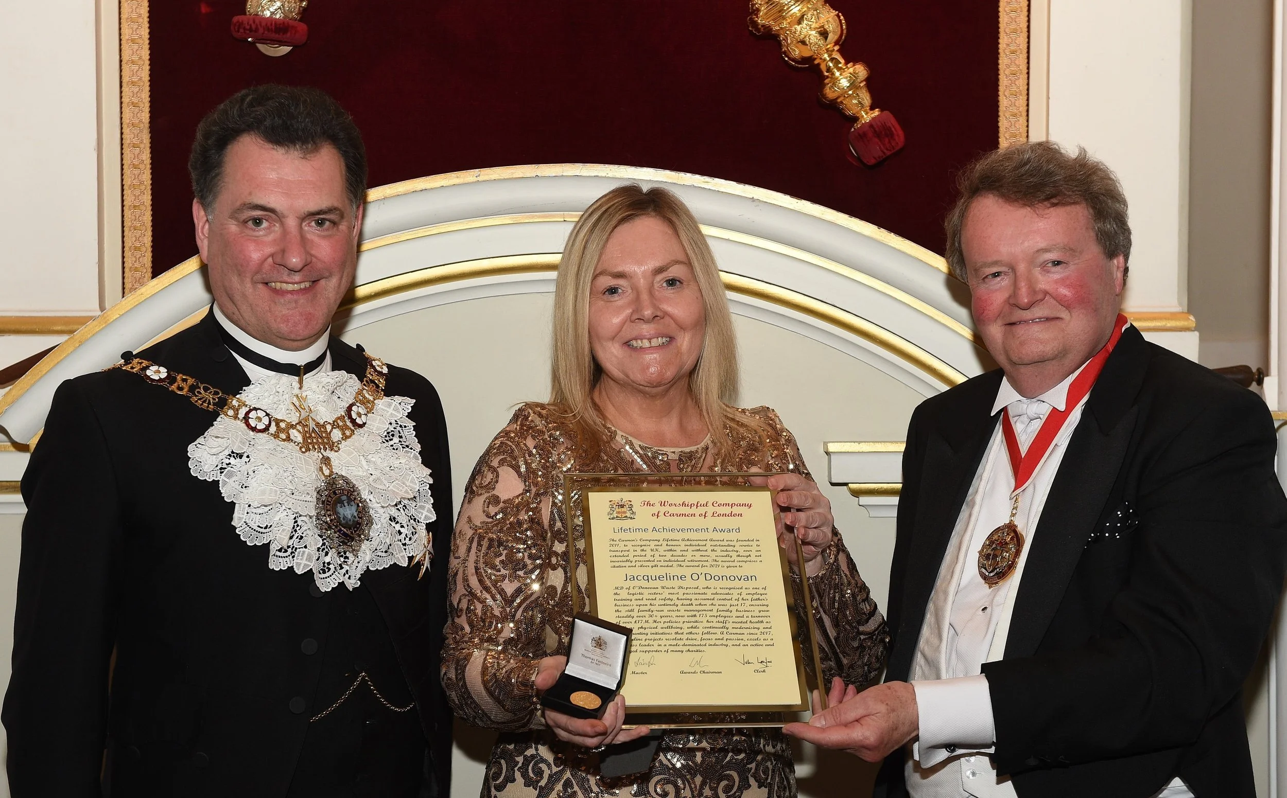 Jacqueline O’Donovan honoured with lifetime achievement award from the Worshipful Company of Carmen