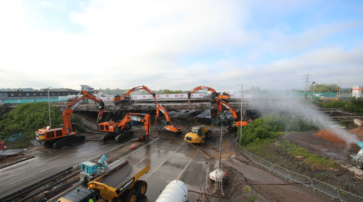 Going, going, gone! Watch motorway bridge disappear in new footage