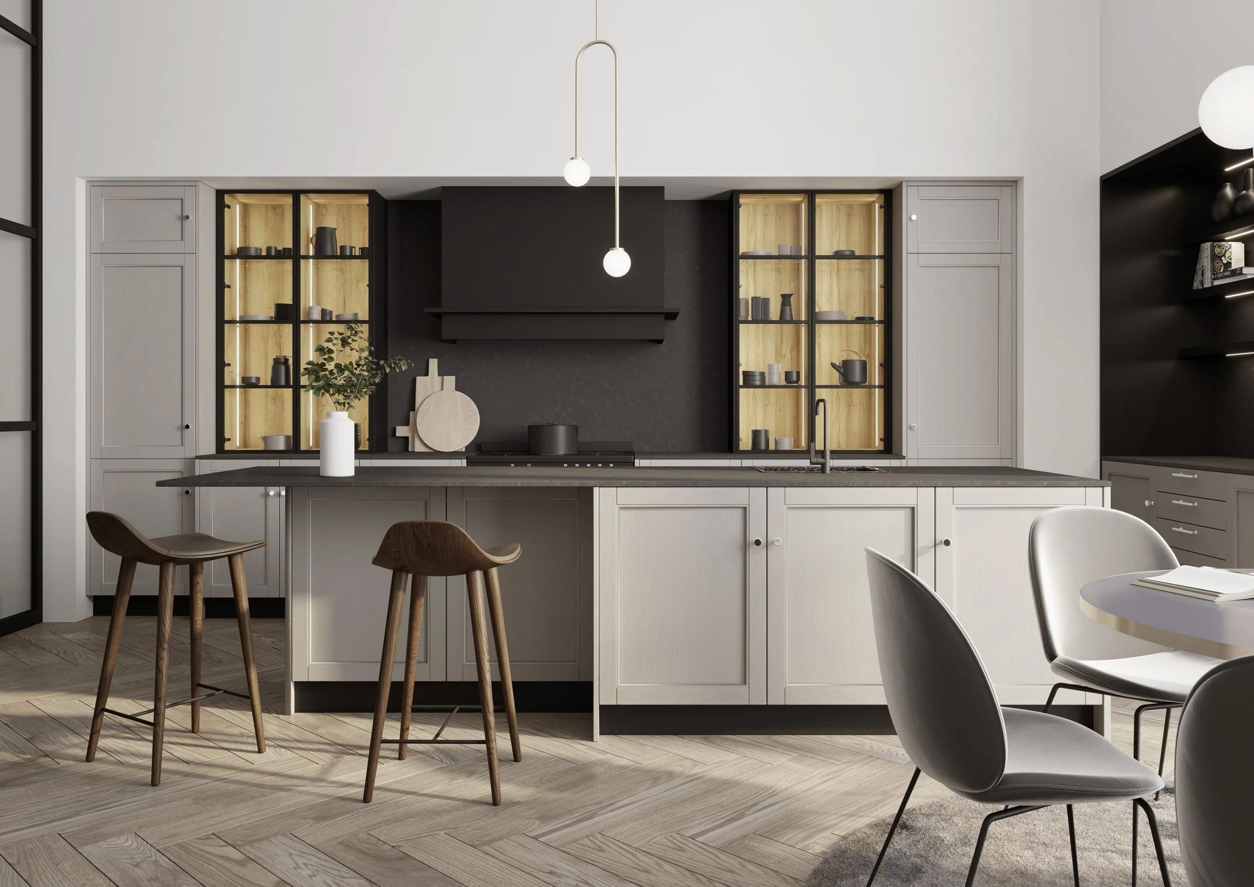 Rotpunkt new Beach Grey – One colour, two kitchen styles 