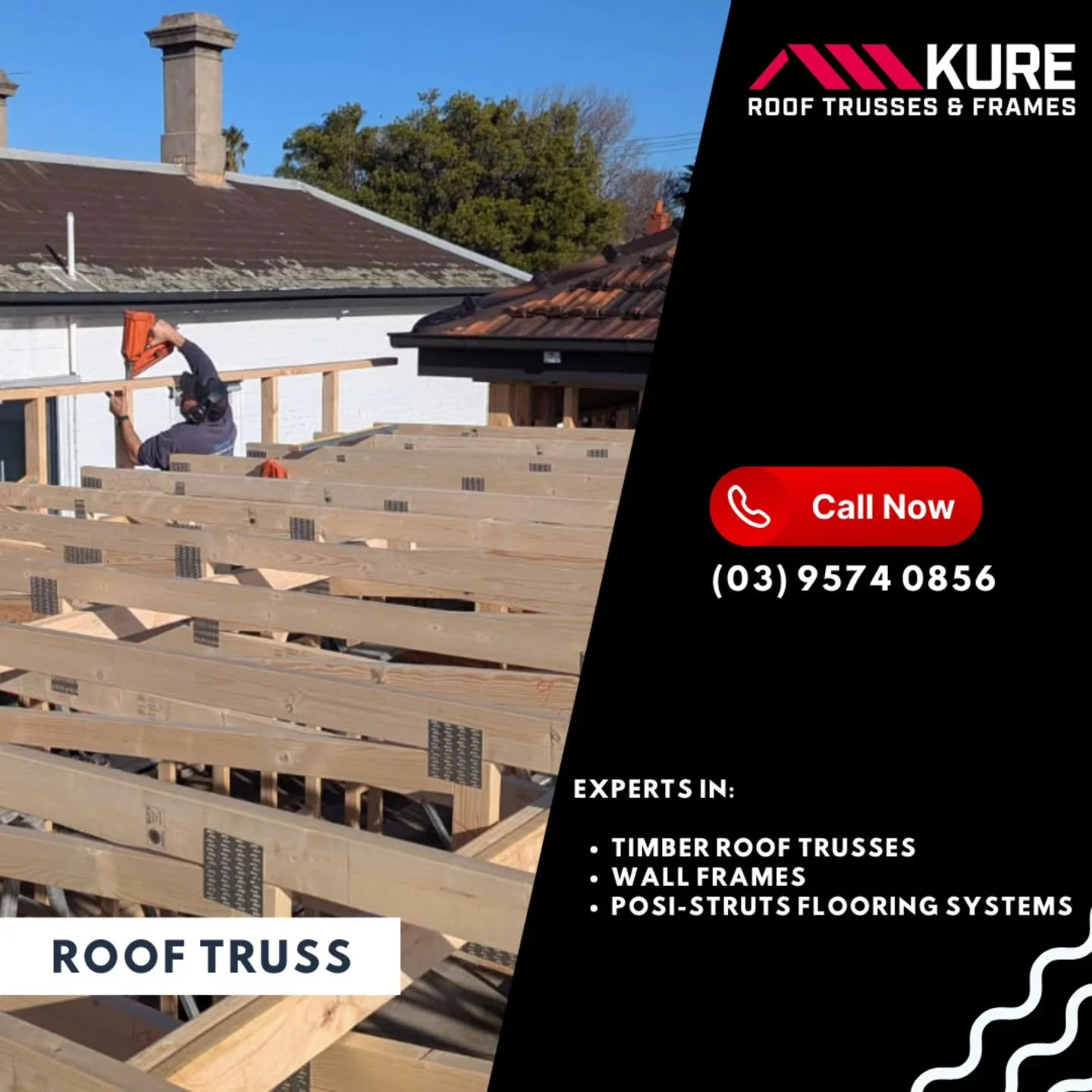 We supply strong, precision-made roof trusses, wall frames, and flooring systems &ndash; built to Australian standards. 🇦🇺

📍 2 Locations to Serve You:
🏠 Springvale &ndash; 59 Osborne Ave
🏠 Mickleham &ndash; 5 Eclipse Dr

📧 info@kuretruss.com.a