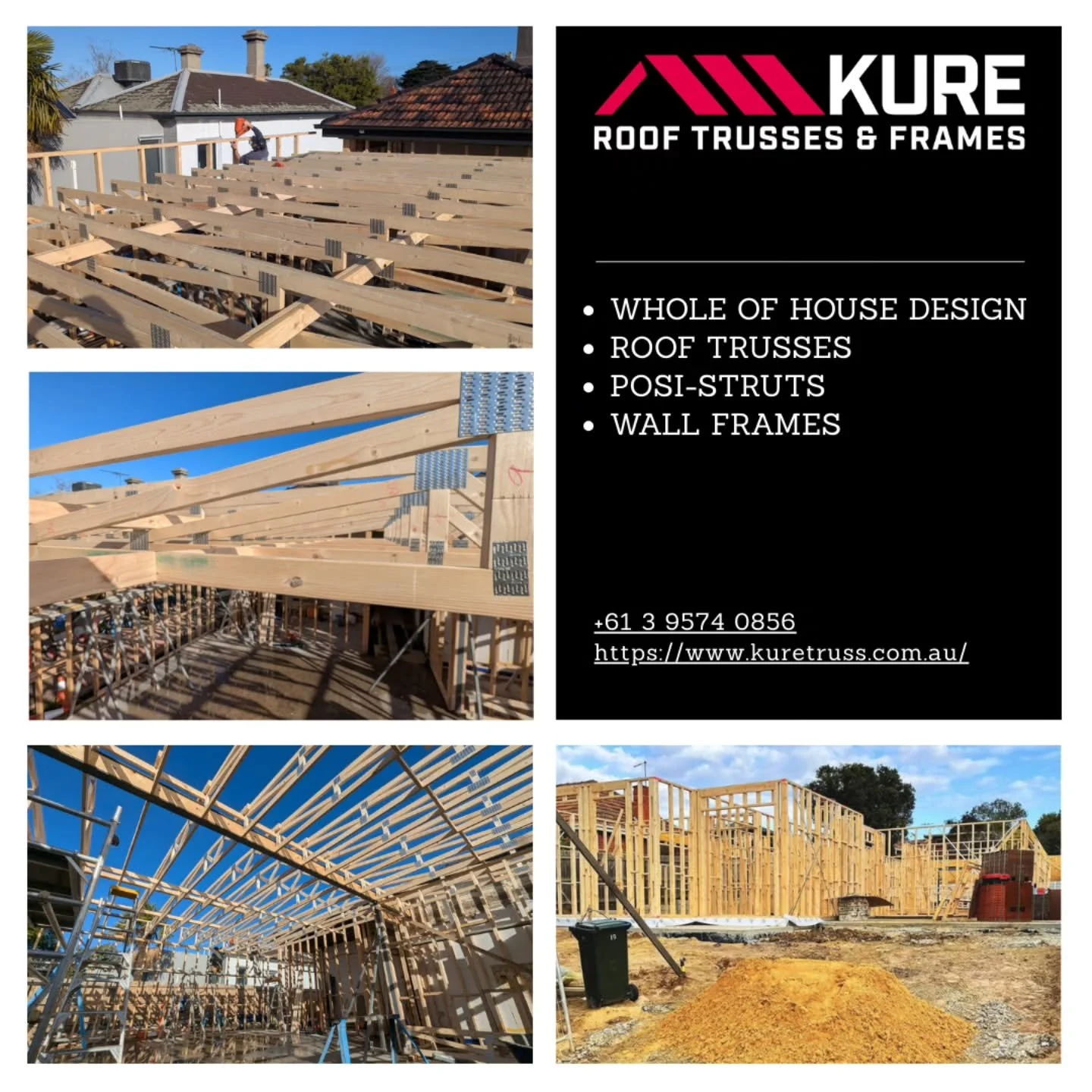 Kure Truss delivers unmatched quality and reliability for residential and commercial projects.

📍 Visit Us At:
📌 59 Osborne Ave, Springvale VIC 3171
📌 5 Eclipse Dr, Mickleham VIC 3064

📧 info@kuretruss.com.au | 📞 (03) 9574 0856

🔧 Our Services: