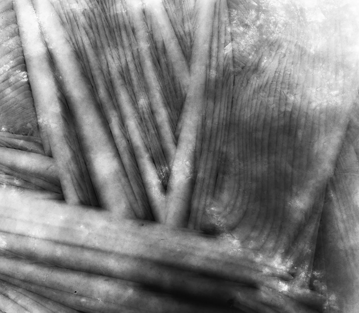 Ice #27 - 4x5" Fomapan 100 Film Negative frozen in a block of ice then exposed to light. 