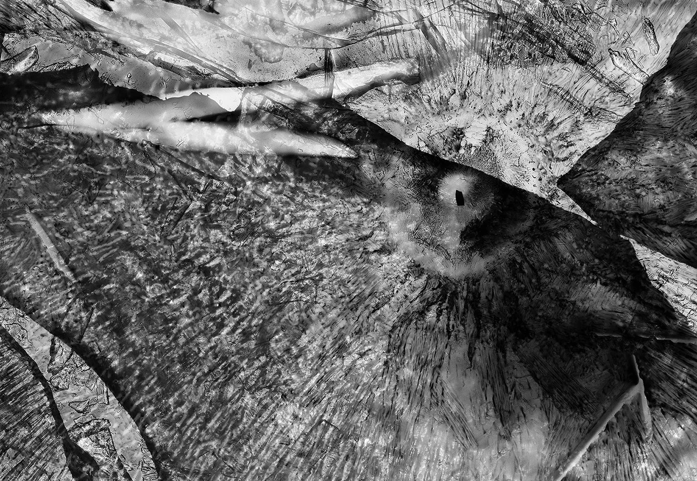 Ice #17 - 4x5" Fomapan 100 Film Negative frozen in a block of ice then exposed to light. 