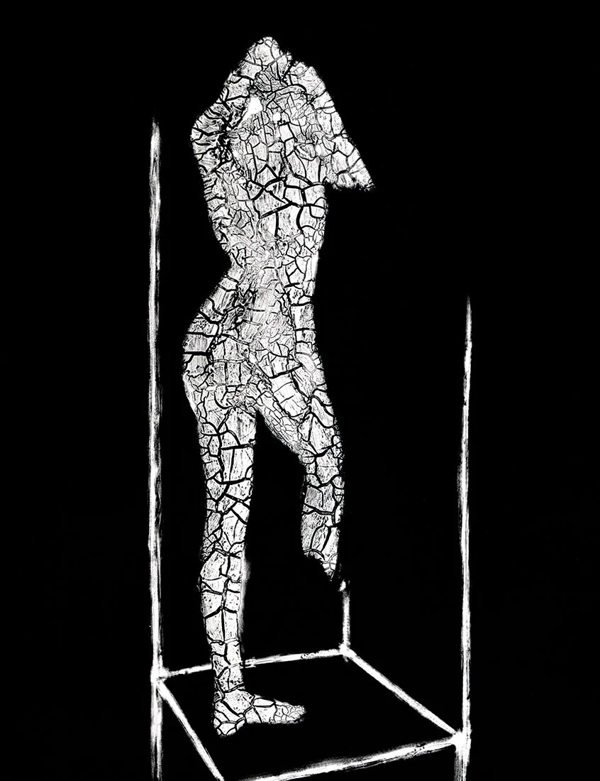 Decay Of A Beautifle Mind - a cameraless photograph. A broken or decaying statue representing lost memories and time