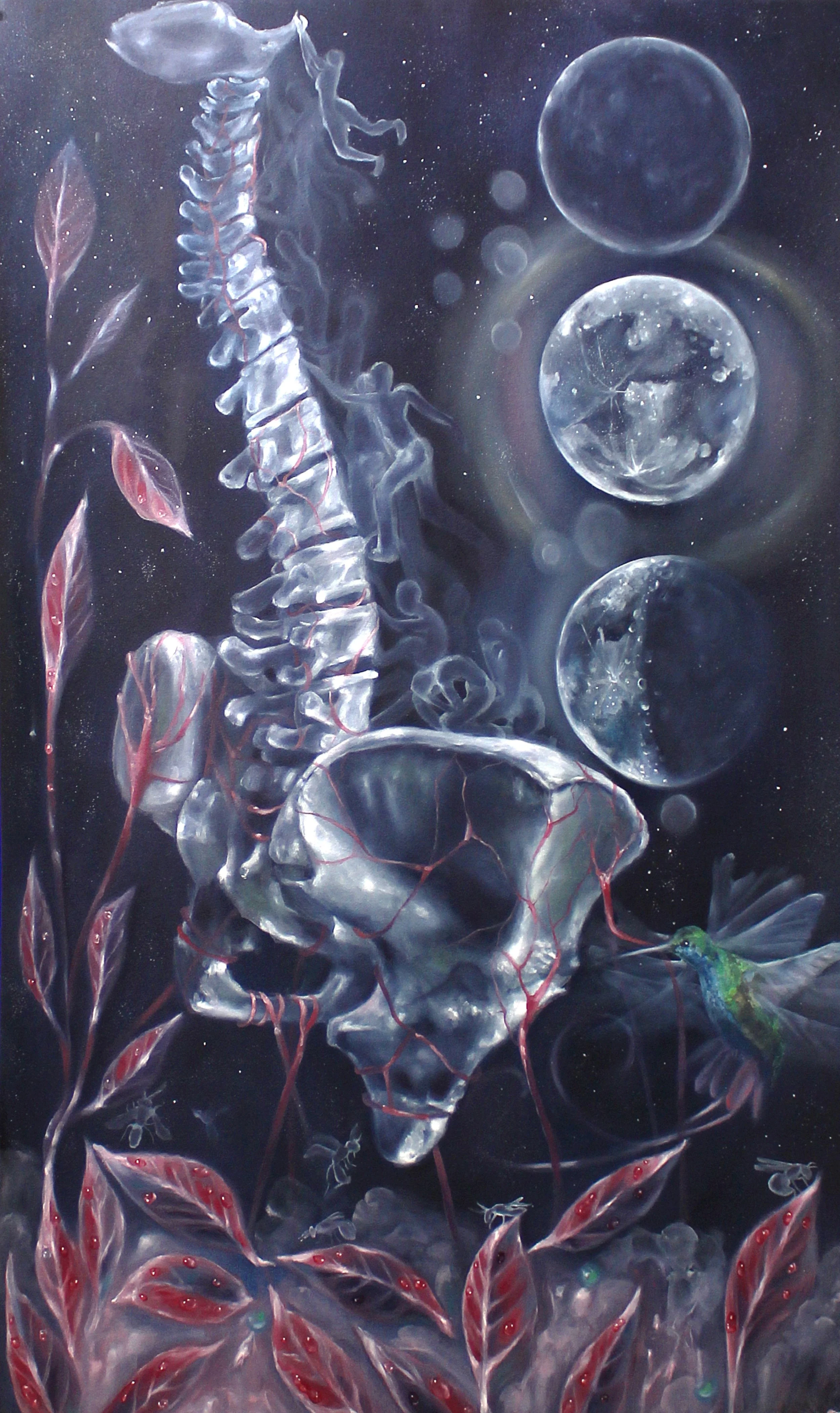 BLACKBODY: GATEKEEPER OF TIME, HOW MANY MORE MOONS
OIL ON PAPER
22 X 35.5