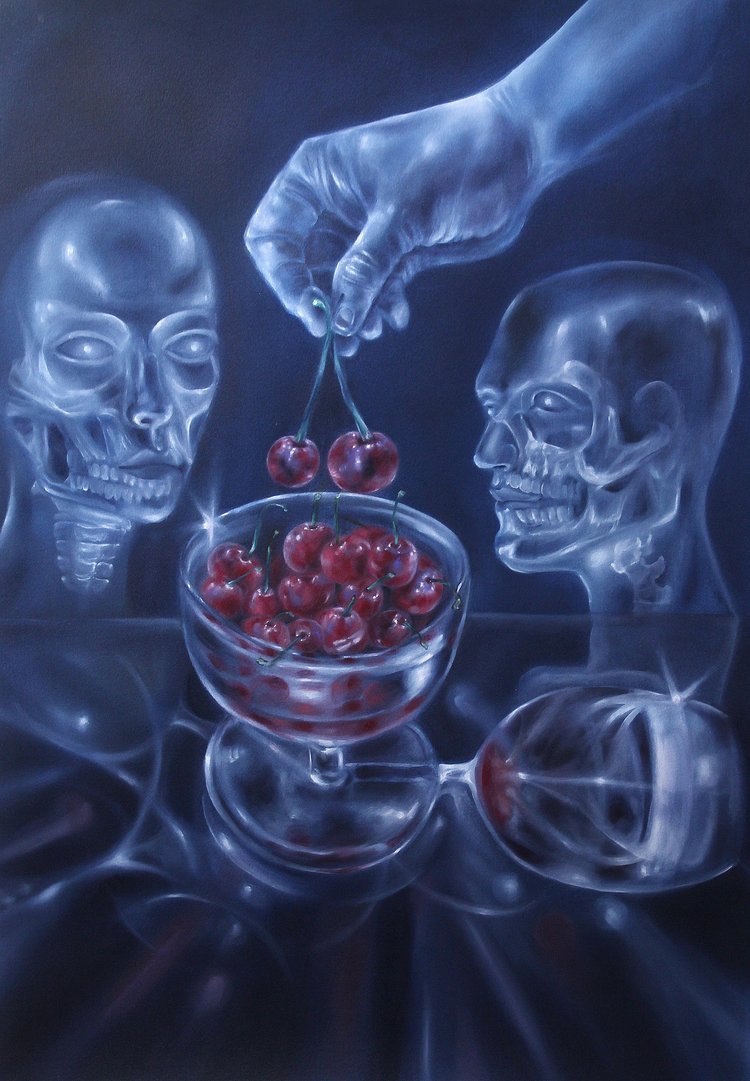 TECHNOCRATIC OATH - CONSORTIUM- CHERRY PICKED 
OIL ON PAPER
32 X 22
