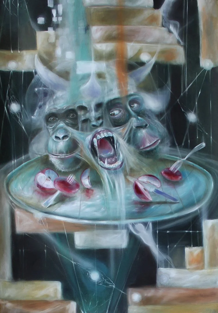 TECHNOCRATIC OATH - FRACTURED SOUL III - DARK TRIAD
OIL ON PAPER
24 X 36
