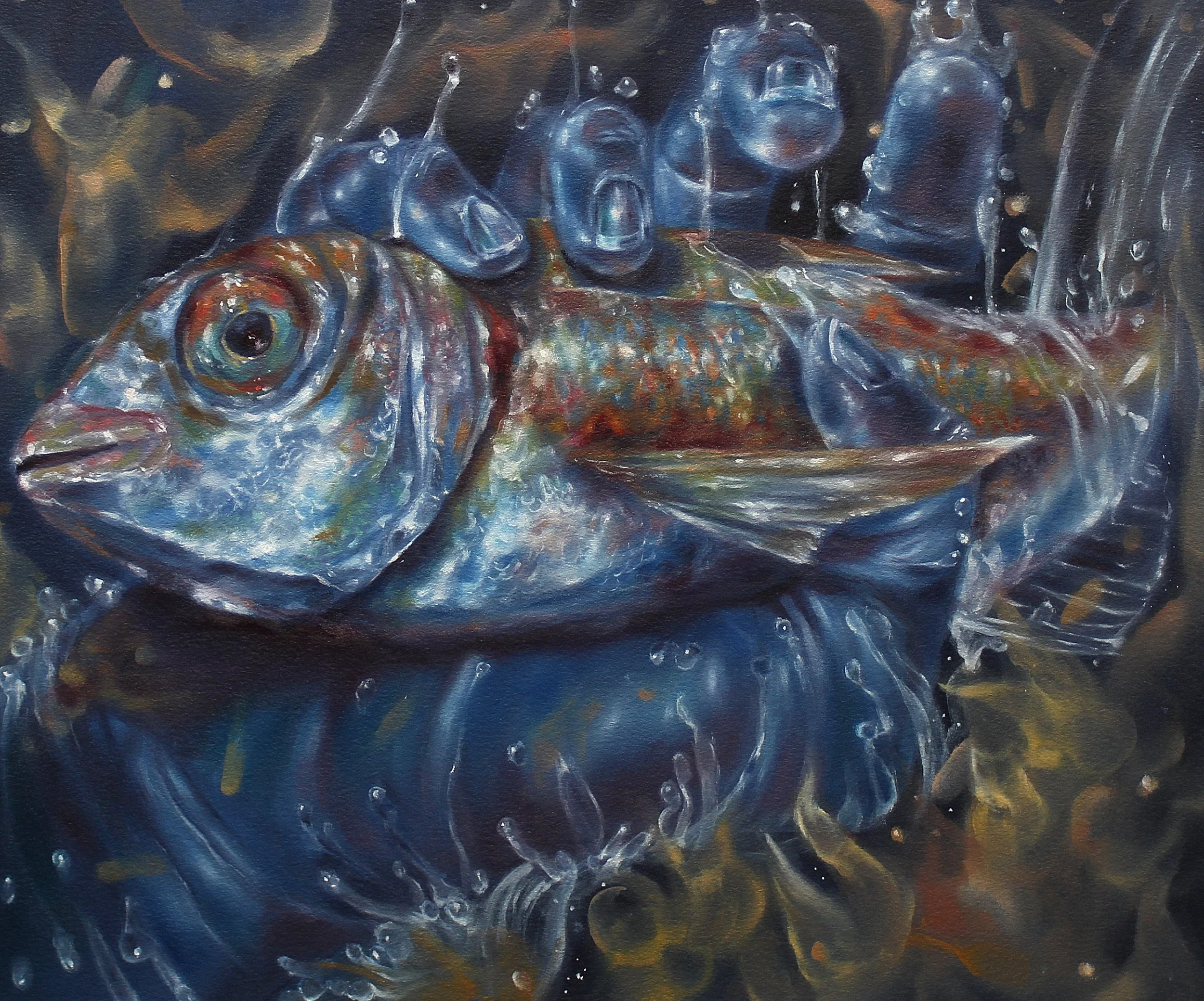 BLACKBODY: DELIVERANCE OUT OF FIERY WATERS
OIL ON PAPER
15 X 15