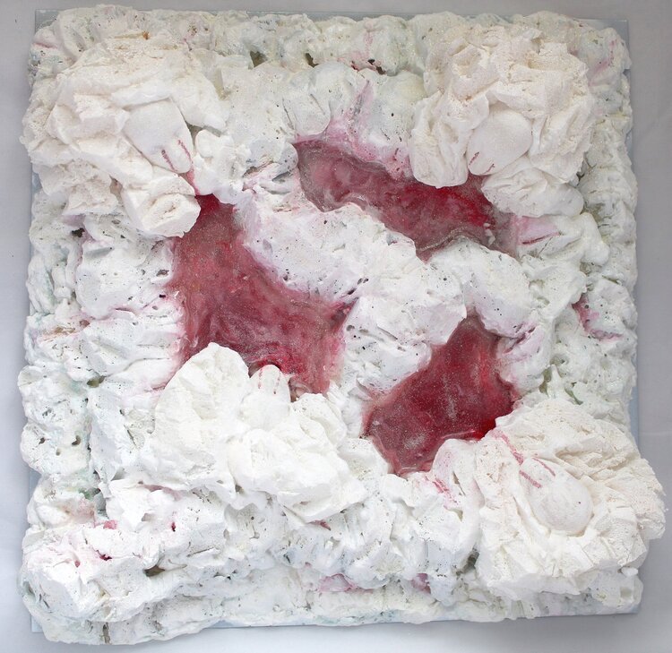 SALT PILLARS WEEP I STEEL, SOAP, FOAM, MEDIUM, GESSO, EMBOSS POWDER & INK 12 X 12 2021