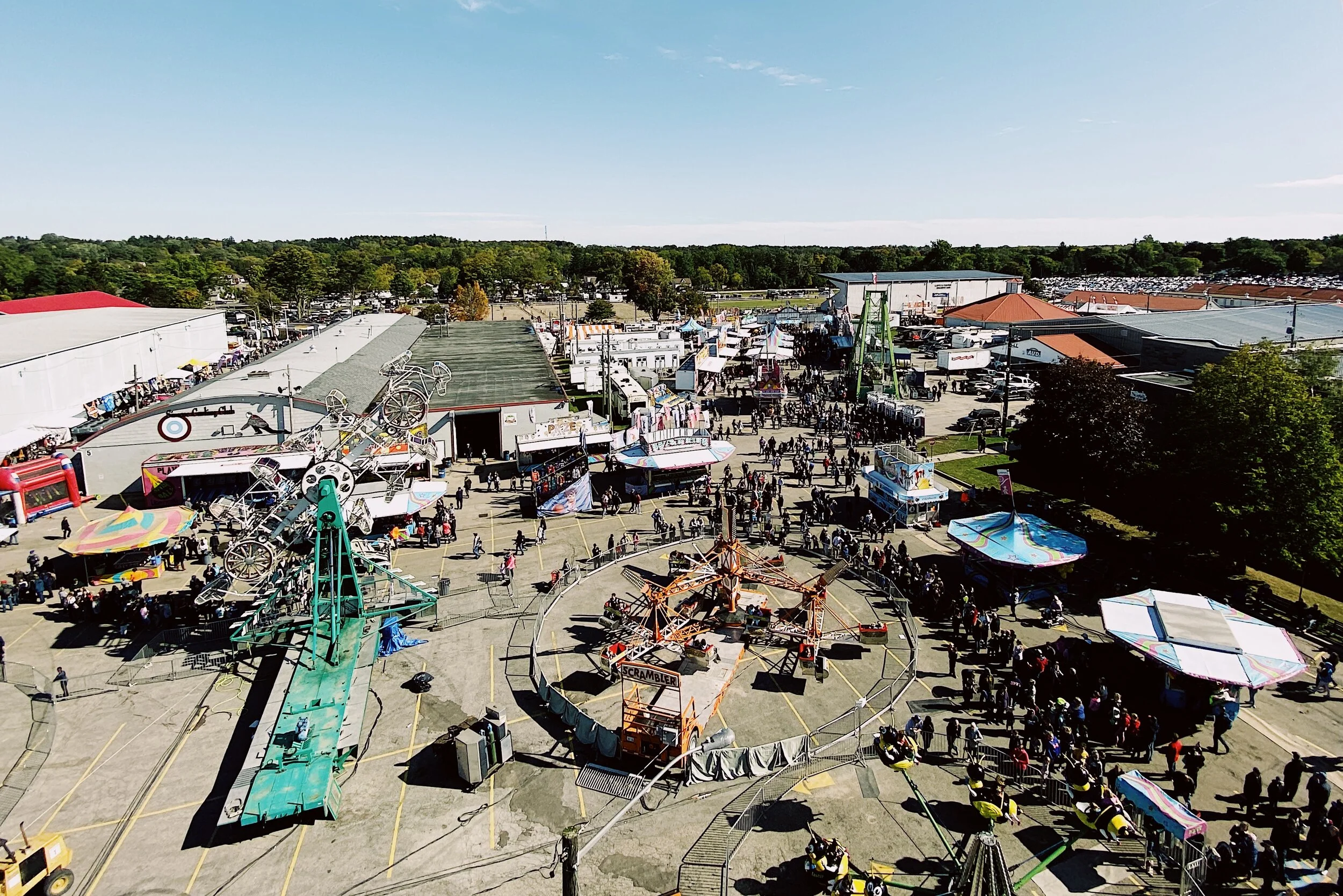 Aerial view of small fair