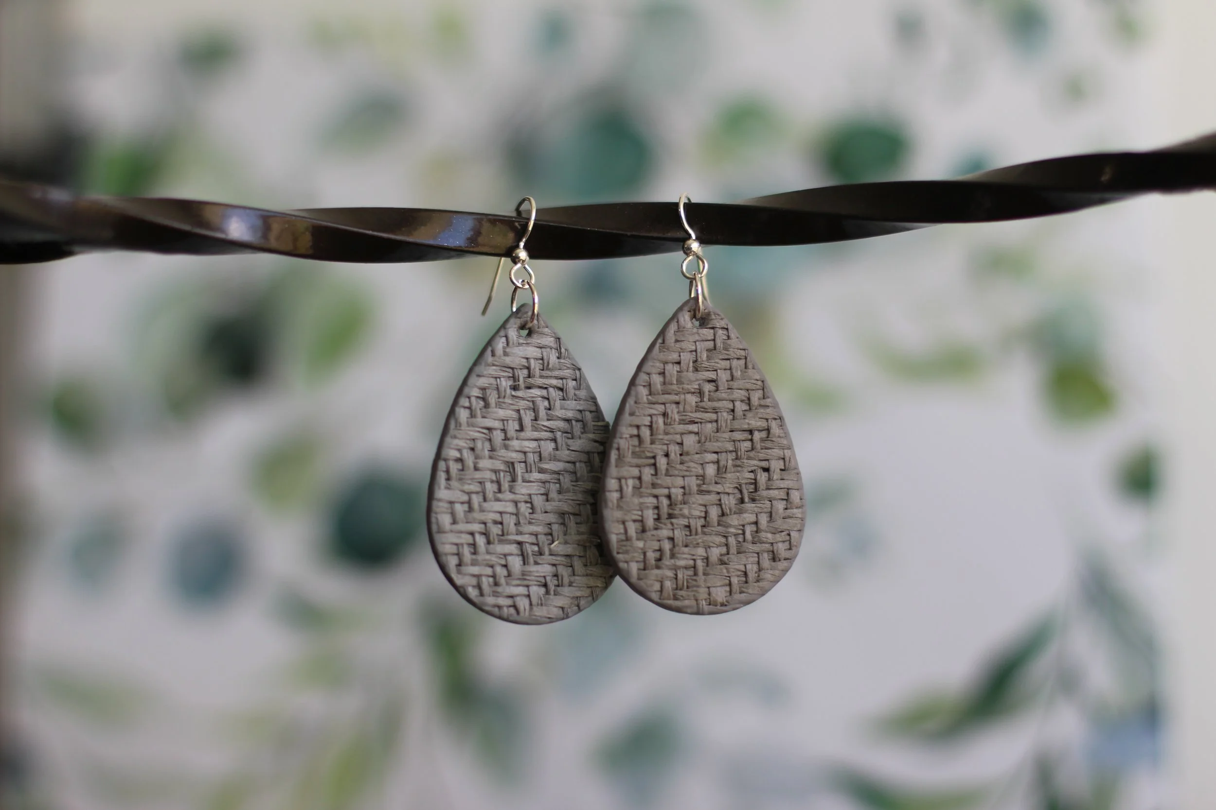 Grey Weave & Sterling Silver Earrings