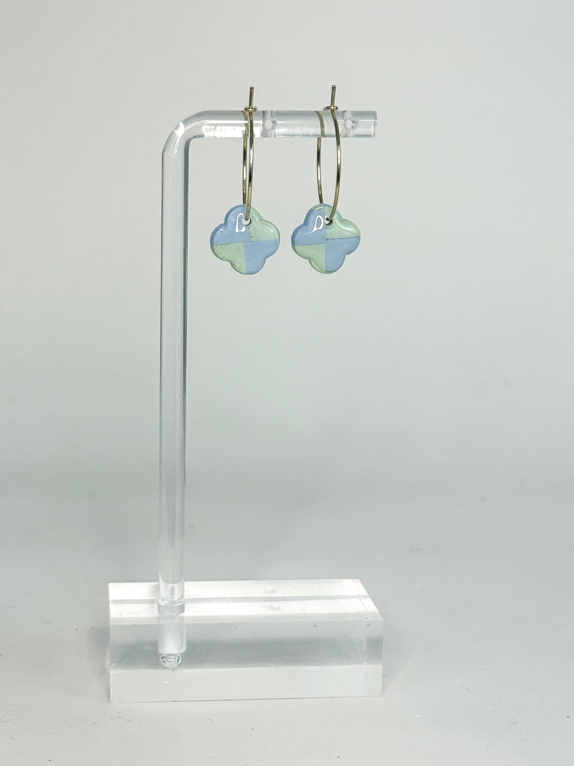 Skye Check Signature Cross – Pastel Checkerboard Hoop Earrings