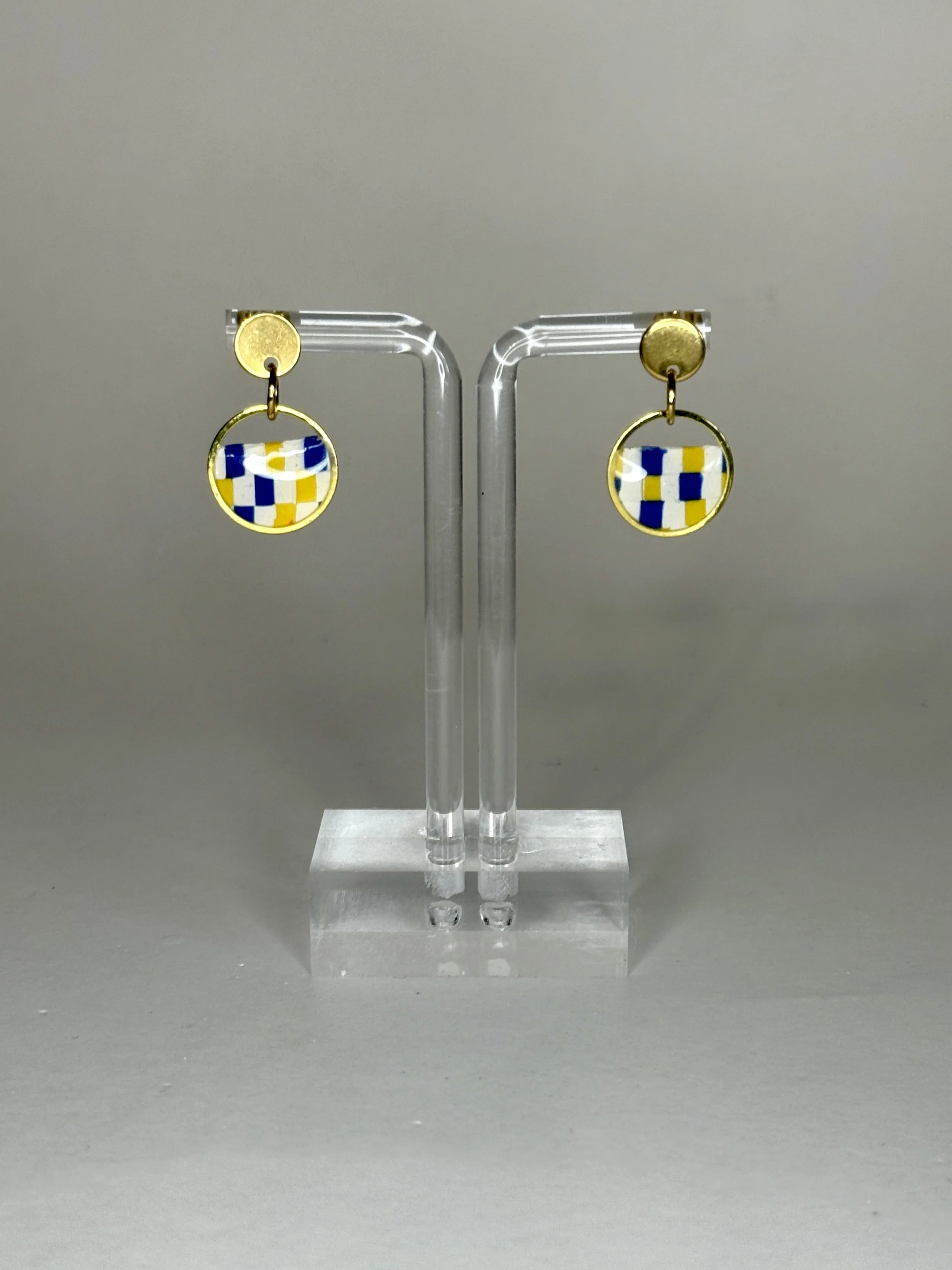 Golden Mosaic Circle Earrings – Blue & Gold Collection (Copy)