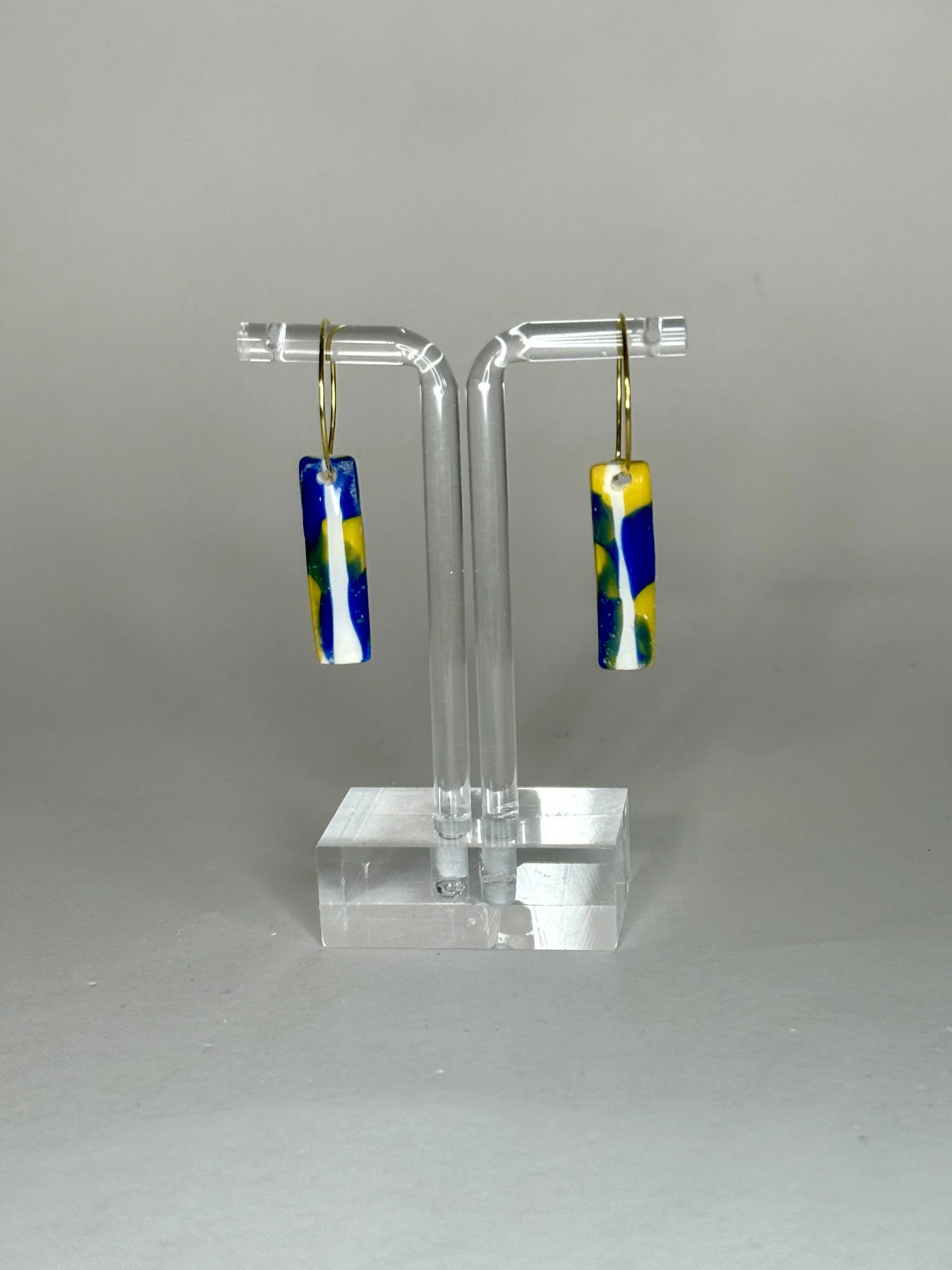 Bold Fusion Rectangle Earrings – Blue & Gold Collection