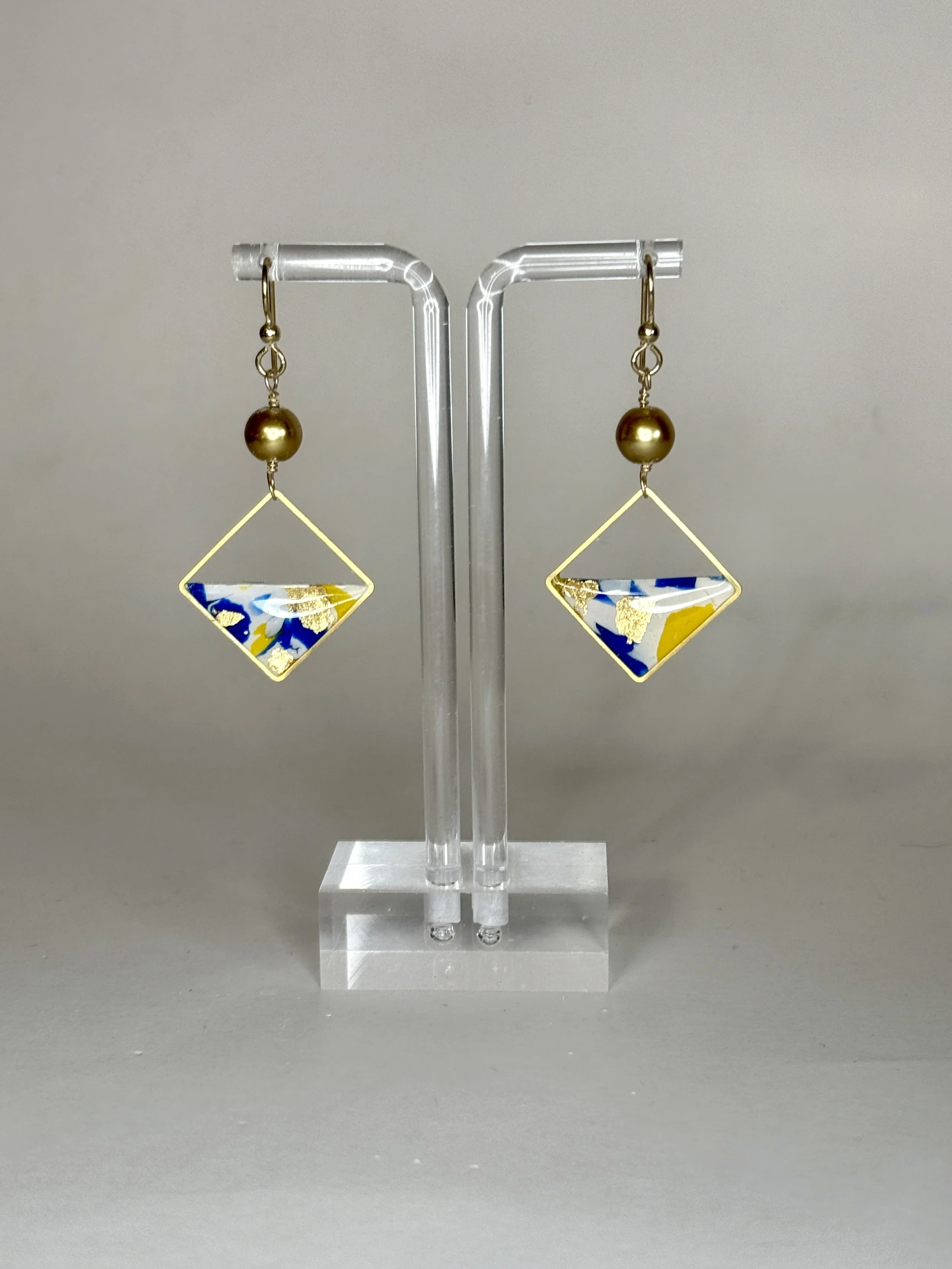 Golden Mosaic Diamond Earrings – Blue & Gold Collection