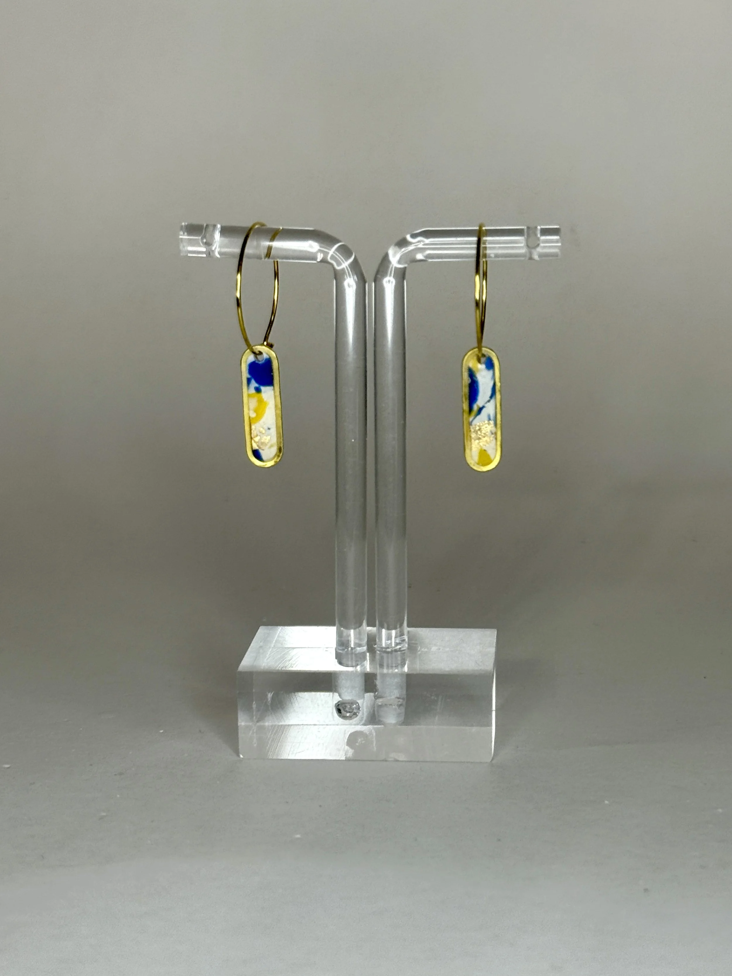 Golden Mosaic Oval Earrings – Blue & Gold Collection