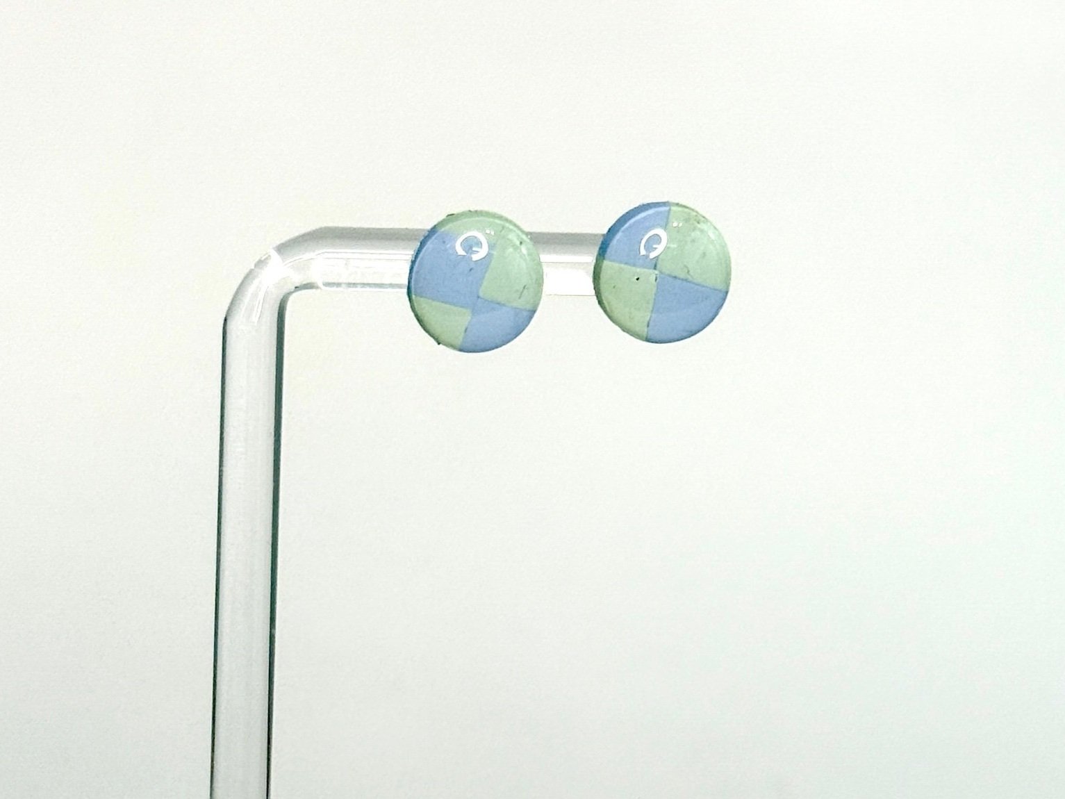 Skye Dot – Pastel Checkerboard Round Stud Earrings