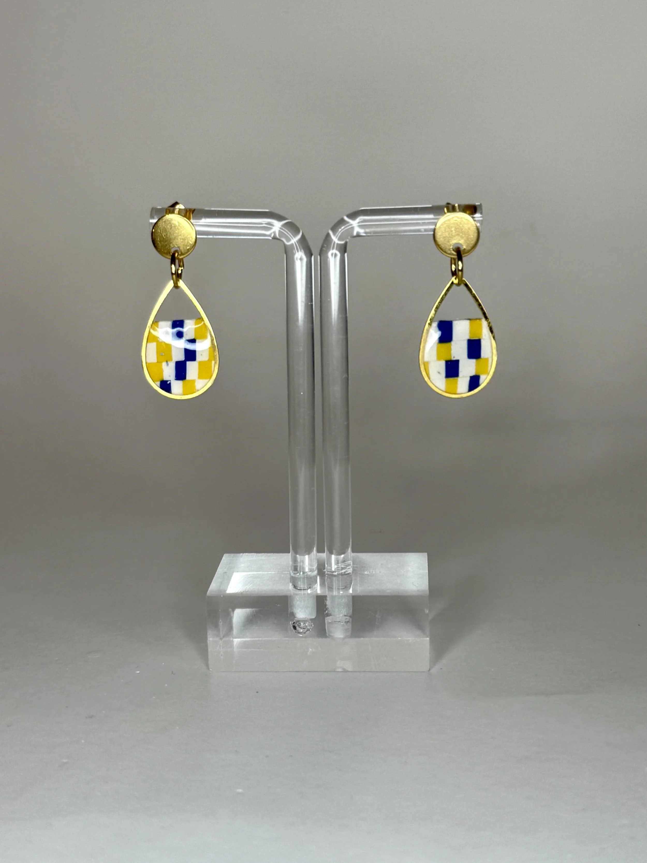 Golden Mosaic Teardrop Earrings – Blue & Gold Collection