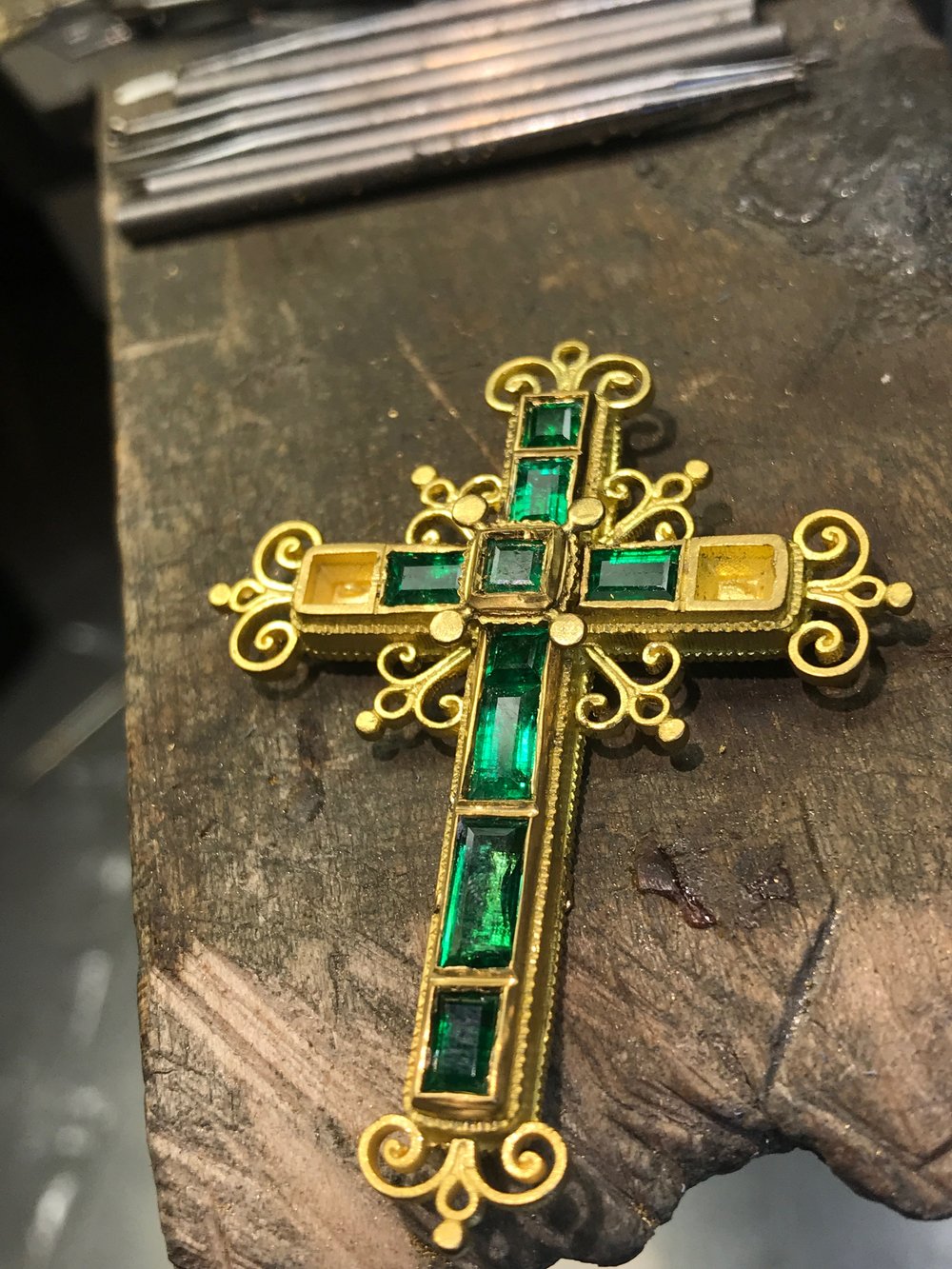  Images of the Crown of the Andes Cross being made at our workbenches. 