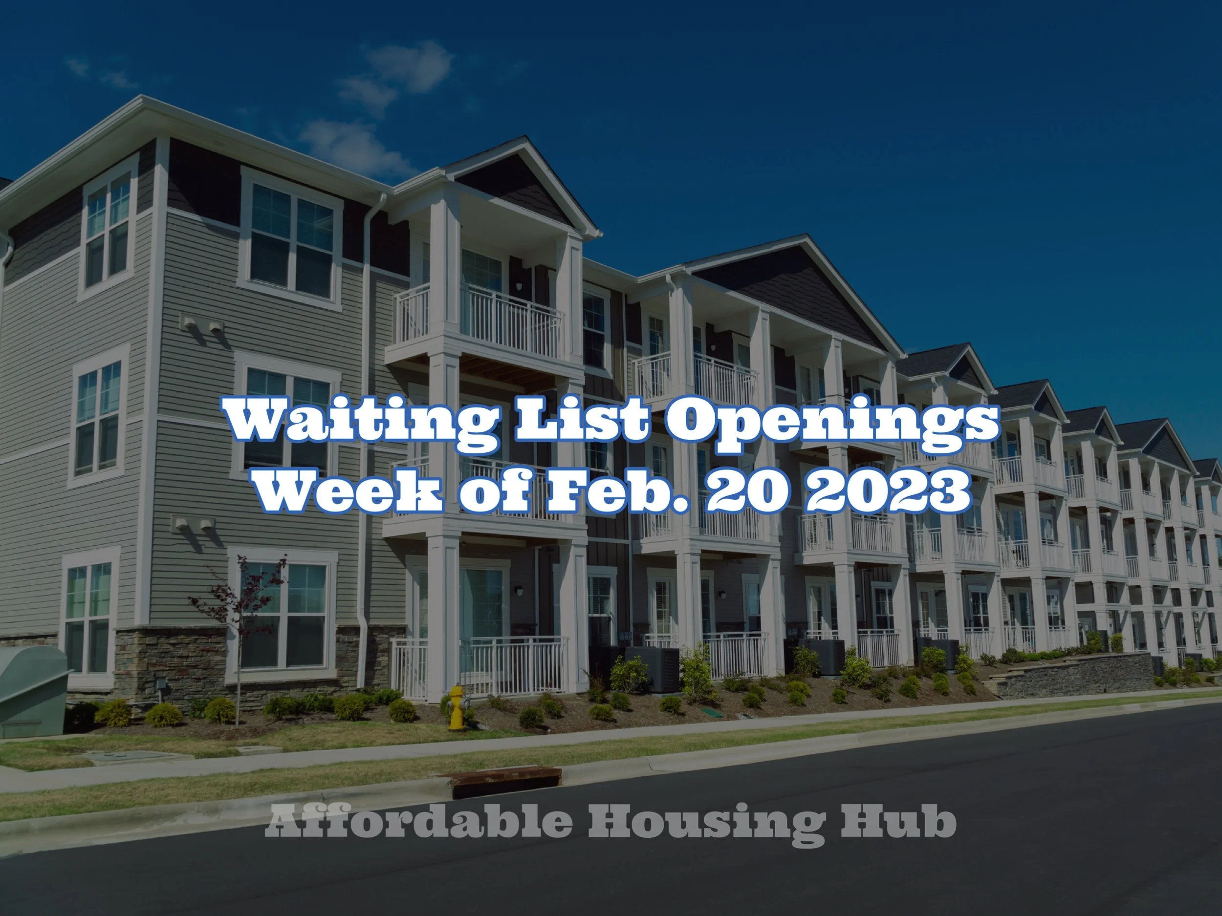 Waiting List Openings Feb 20, 2023