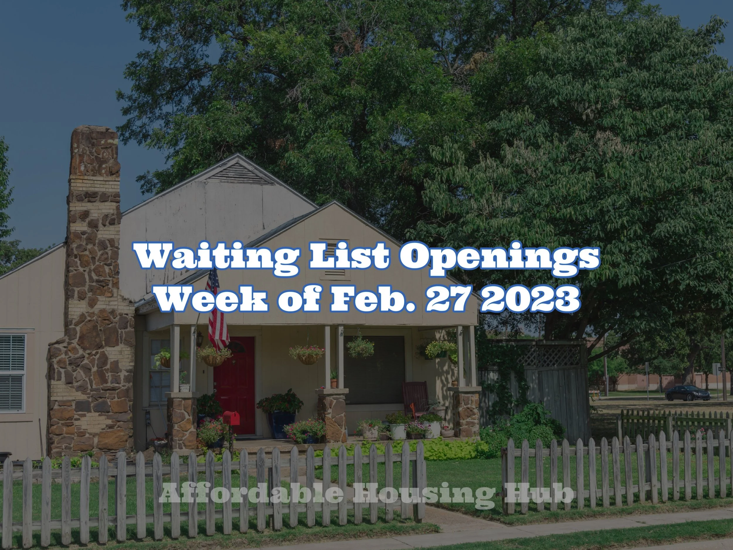 Waiting List Openings Feb 27, 2023