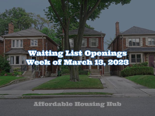 Waiting List Openings Mar 13, 2023
