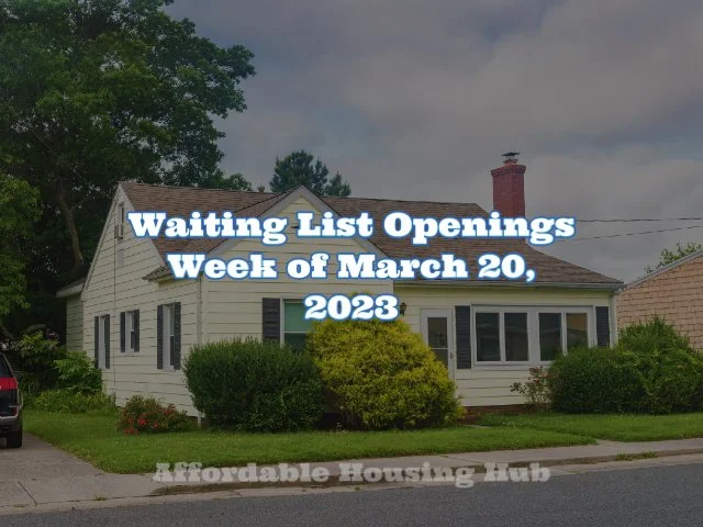 Waiting List Openings Mar 20, 2023