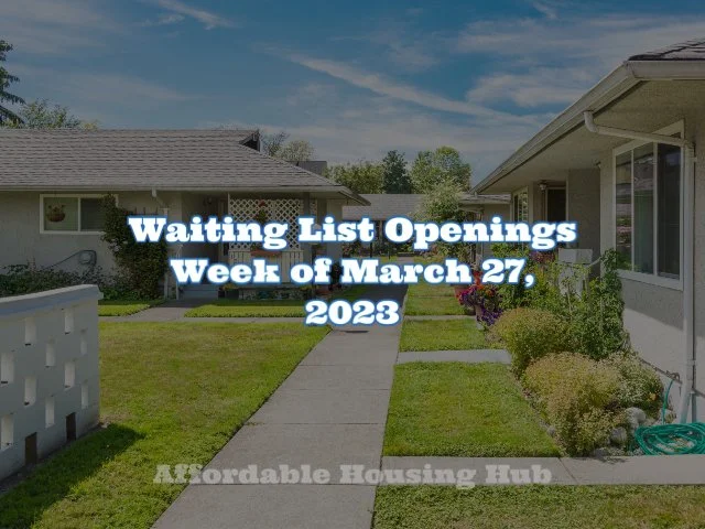 Waiting List Openings Mar 27, 2023