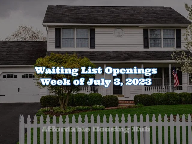 Waiting List Openings July 3, 2023
