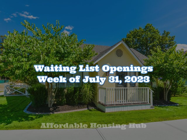 Waiting List Openings July 31, 2023