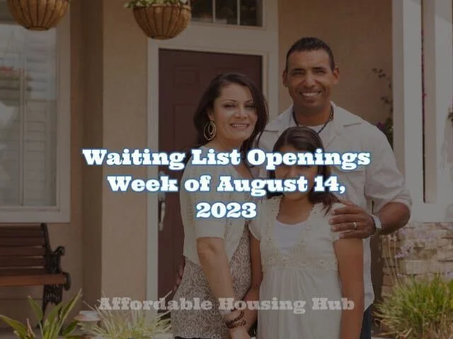 Waiting List Openings August 14, 2023