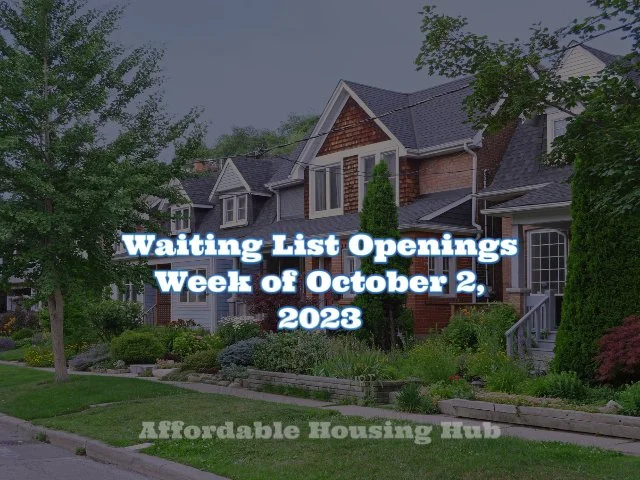 Waiting List Openings October 2, 2023