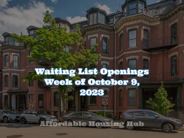 Waiting List Openings October 9, 2023 