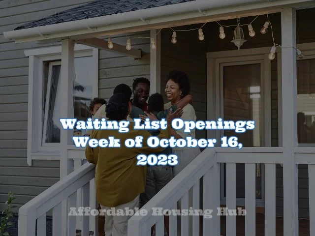 Waiting List Openings October 16, 2023 