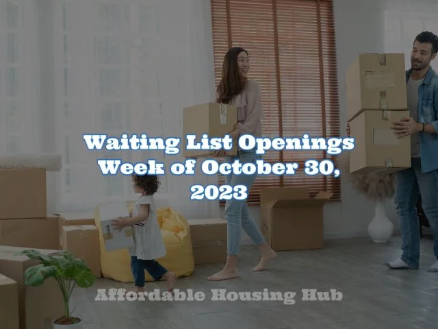 Waiting List Openings October 30, 2023