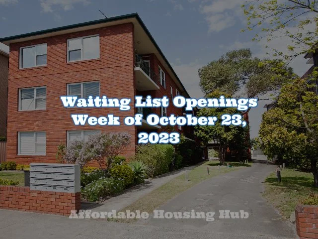 Waiting List Openings October 23, 2023