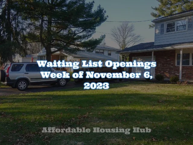 Waiting List Openings November 6, 2023