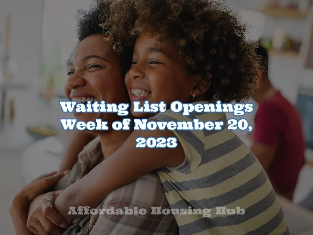 Waiting List Openings November 20, 2023