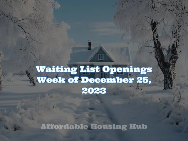 Waiting List Openings December 25, 2023