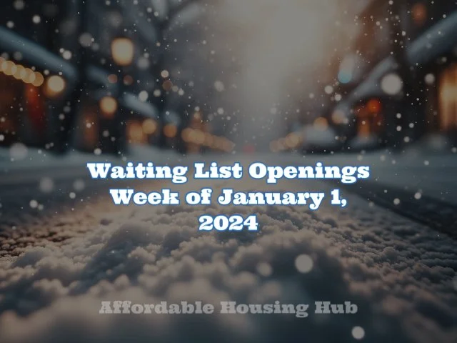 Waiting List Openings January 1, 2024