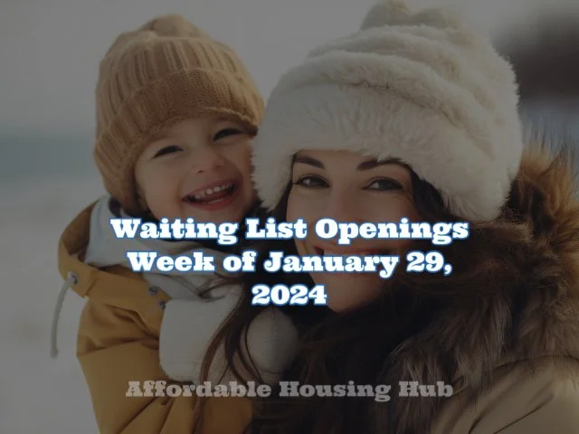 Waiting List Openings January 29, 2024